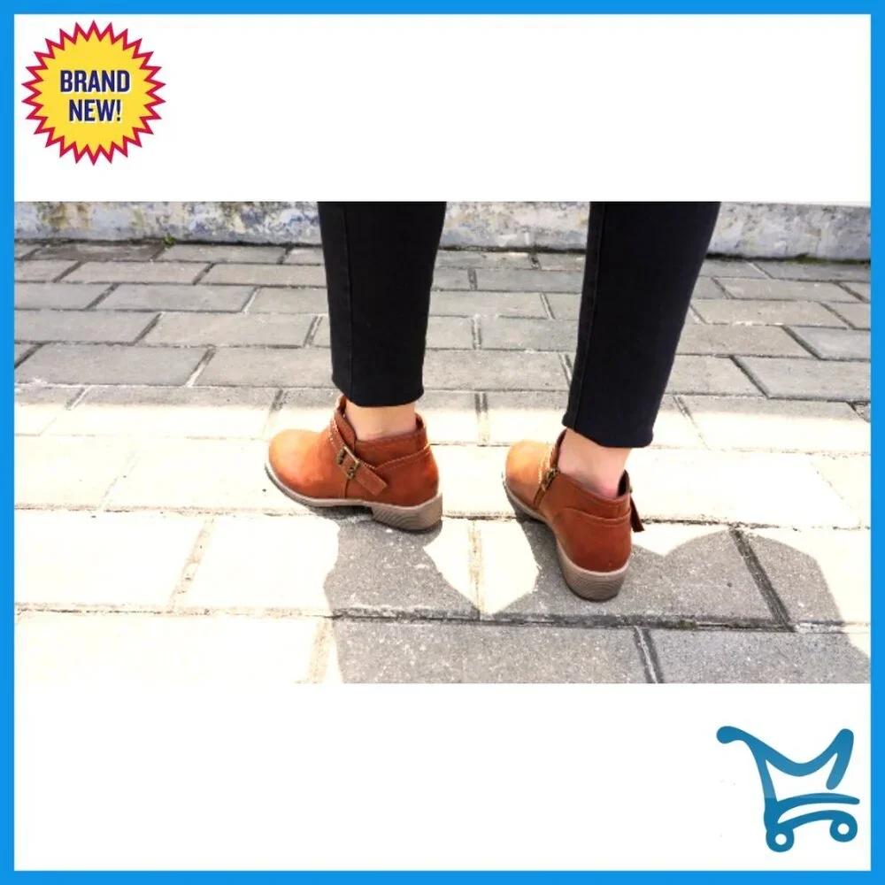 Leather Ankle Boots Low Heel Chelsea Booties Side Zipper Winter Snow Shoes